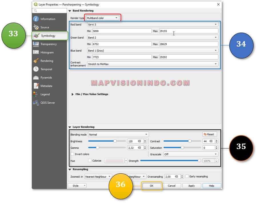 Pengaturan Tampilan Warna Natural Citra Satelit Landsat 9 Hasil Pansharpening
