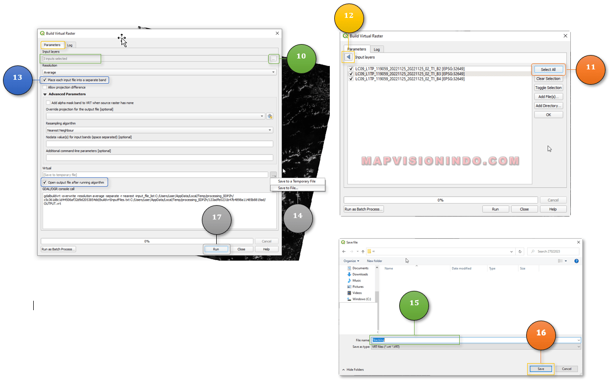 Pengaturan pada Build Virtual Raster